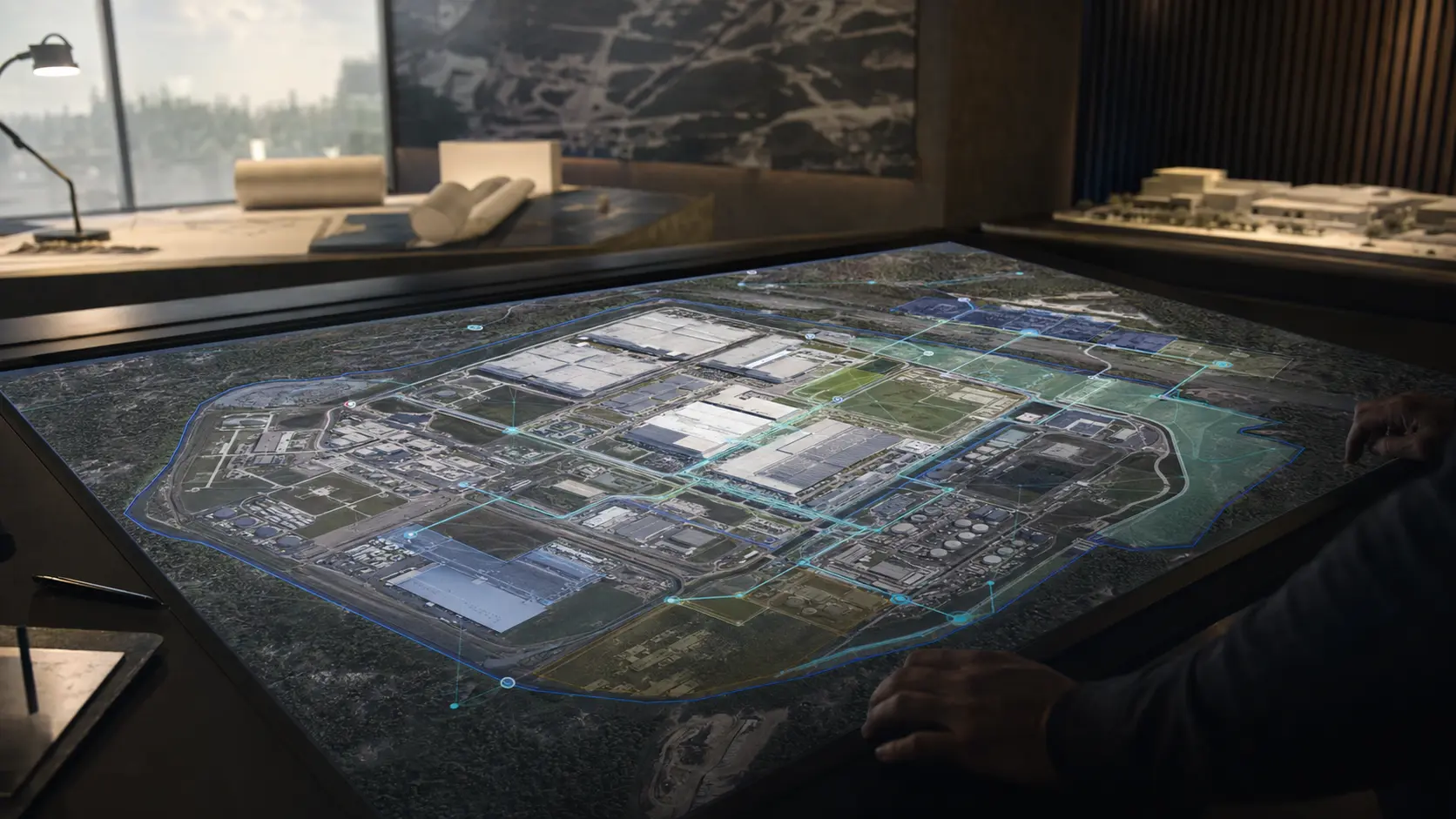 Digital site plan and mapped environment with infrastructure intelligence overlays